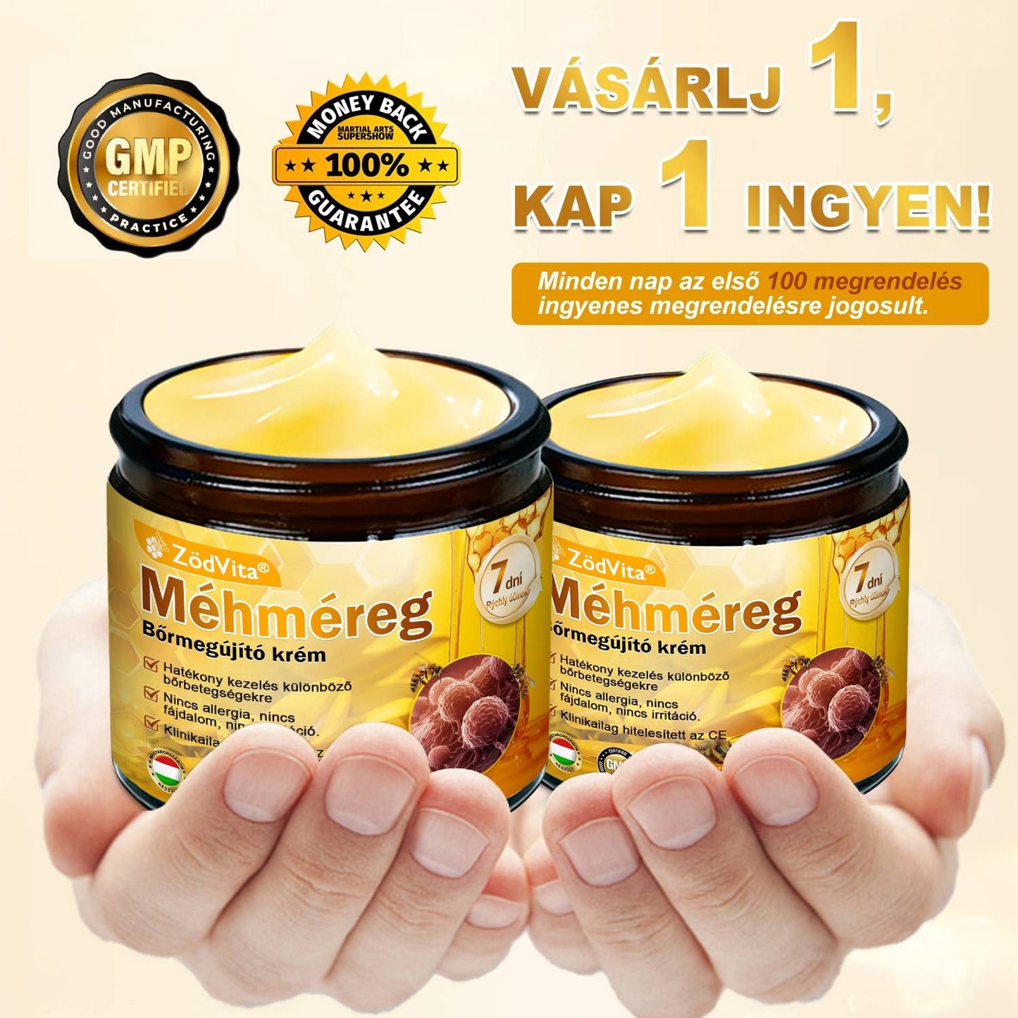 🐝✨ ZödVita® Méhméreg Bőr Helyreállító Krém (👨⚕CE Tanúsítvány)👍✅