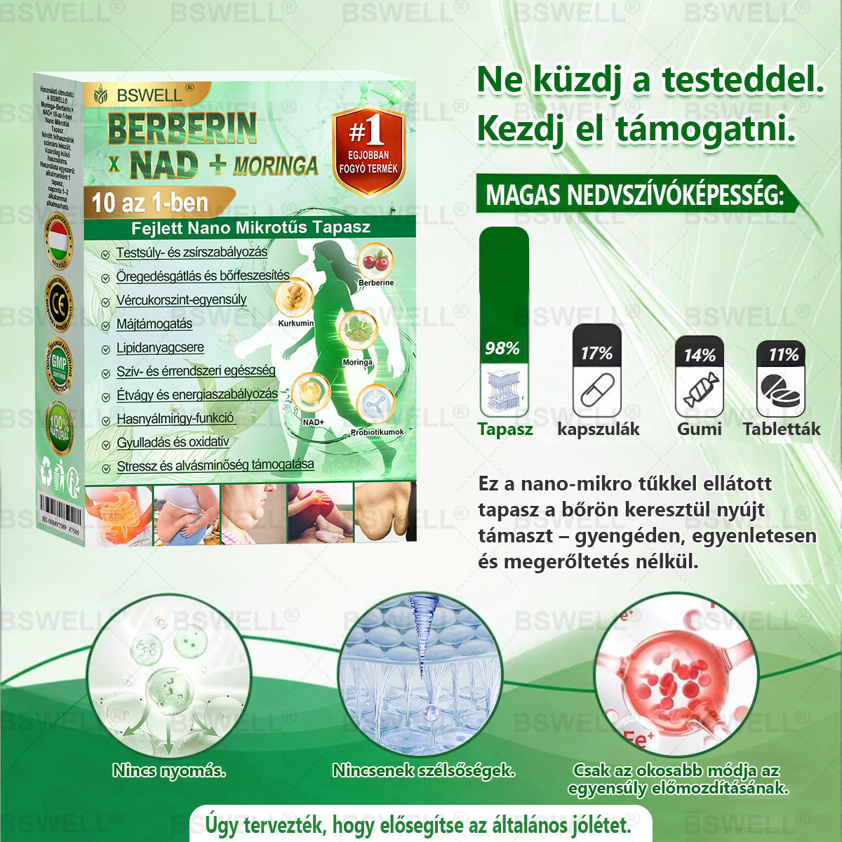 🧑‍⚕️🧑‍⚕️BSWELL® Nano mikrotűs karcsúsító tapasz (Naponta csak egyszer, 28 nap alatt látható változások ✅ Elhízás, szív- és érrendszeri egészség, cukorbetegség, alvási apnoe, bélrendszeri egészség, ízületi problémák és még sok más támogatására)