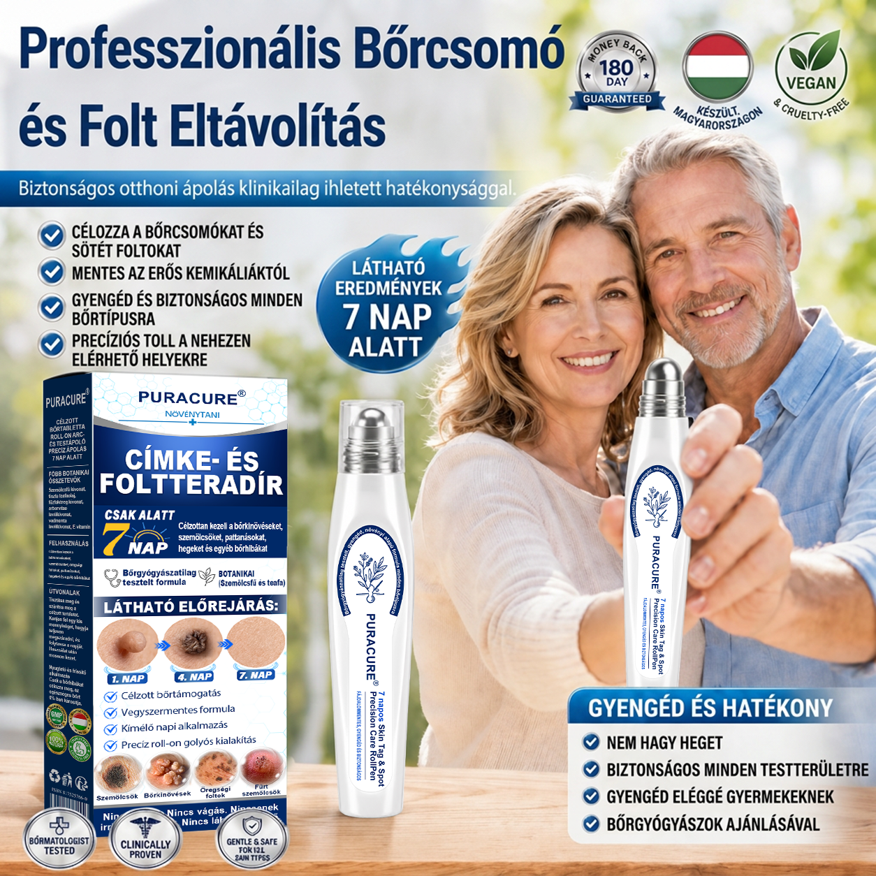 🔥PuraCure® 𝟕 𝐍𝐚𝐩𝐨𝐬 Bőrkinövés- és Folteltávolító Toll Fájdalommentes és Hegmentes Professzionális Rollerball