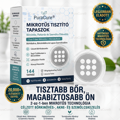 🧑‍⚕️ PuraCure® 2 az 1-ben mikrotűs és hidrokolloid tapasz🍀 | Kiálló anyajegyek, aknék, lapos szemölcsök és bőrnövedékek eltávolítására | Segít csökkenteni a ráncokat, hegeket és bőrhibákat | Láthatatlan tapasz az arcra és testre